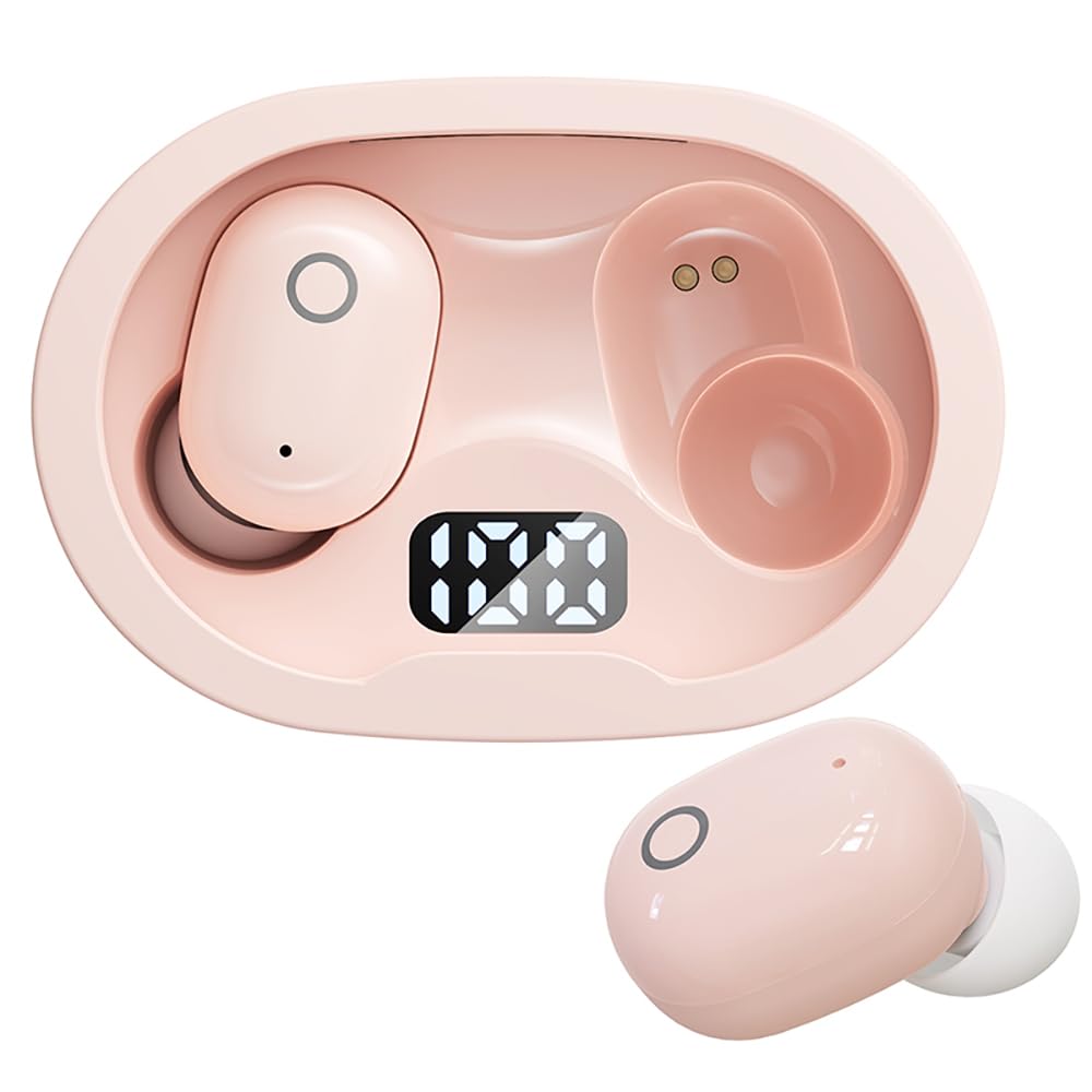 

Bluetooth Bluetooth Wireless Automatic HiFi Sound Mini Charging LED Battery Level Compatible with Pink 5.3 Earbuds, Ultra-Small Headset, Earbuds, розовый