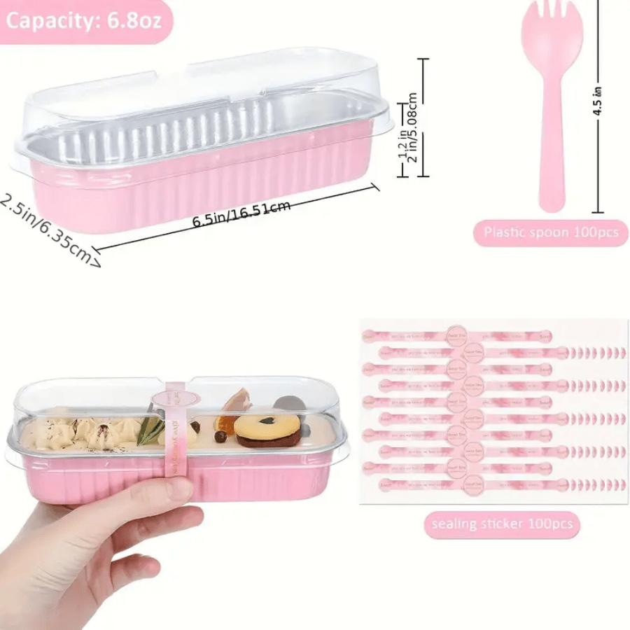 Mini Loaf Pans With Lids And Spoons, Rectangular Aluminum Foil Baking Pans