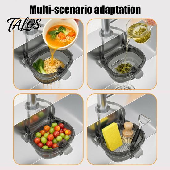 Multifunctional Kitchen Cleaning Tool Hanging Sink Drain Basket, with One-Press Food Waste Catcher, Press Type Strainer Large Capacity Plastic