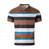 Men's Casual Polo Shirts with Lapel Button and Business Stripe Versatile Top