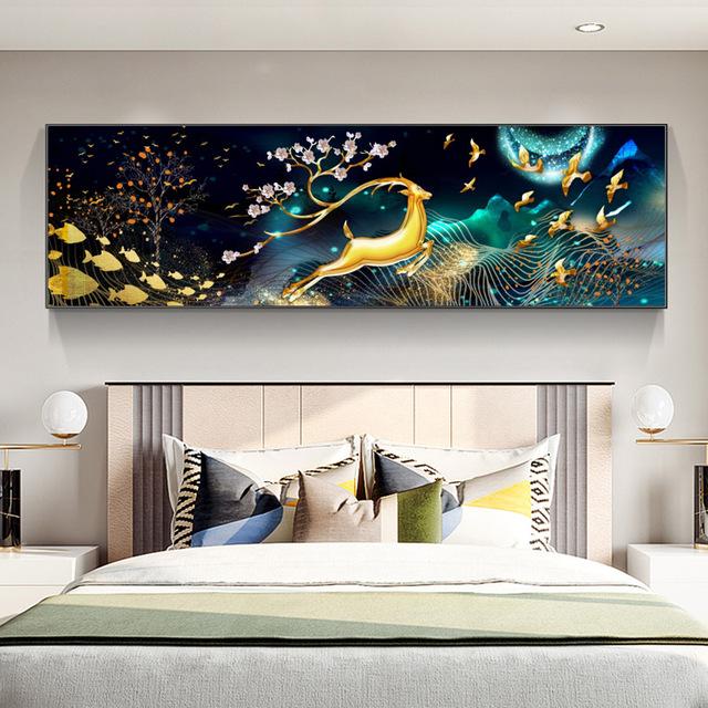 Modern Light Luxury Golden Deer Canvas Painting Posters and Prints Wall Art Pictures Cuadros Living Room Home Decor No Frame