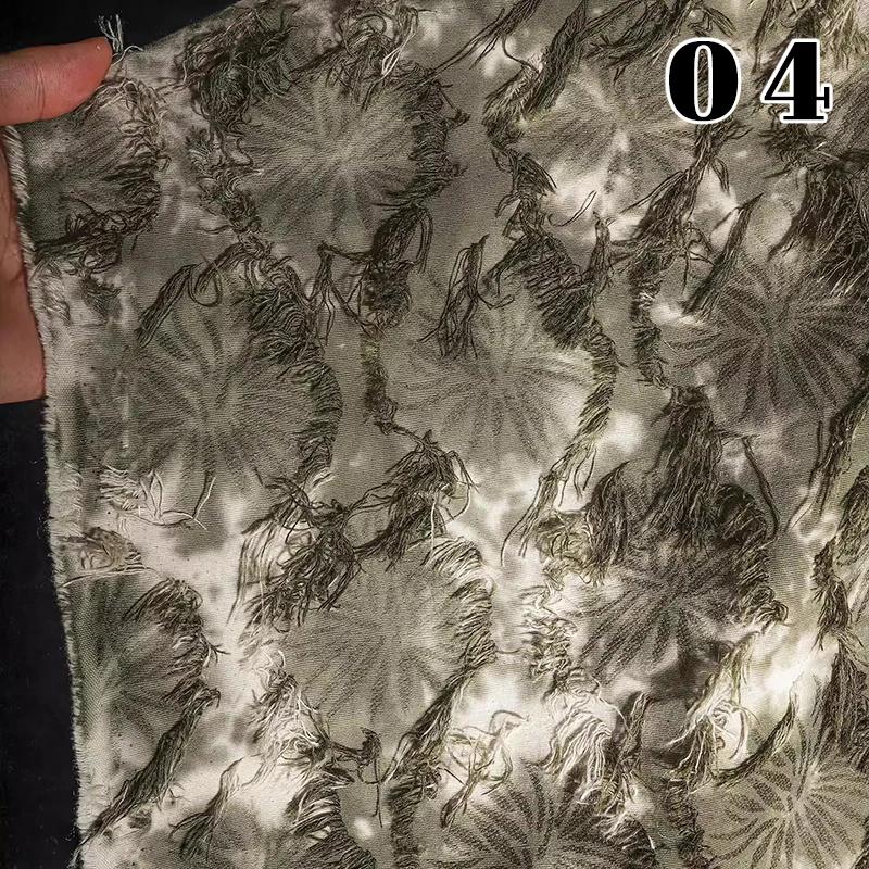 50x140cm Tie-Dye Linen Cotton Fabric Extured Tassel Floral Cloth DIY Dress Material Handmade Wedding Party Cloth Supplies