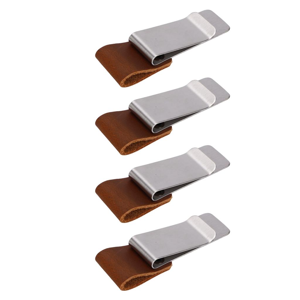 4 Peças Porta-Caneta com Argola para Caderno Aço Inoxidável Couro Retro Porta-Caneta para Scrapbook Diário Planejador Marrom