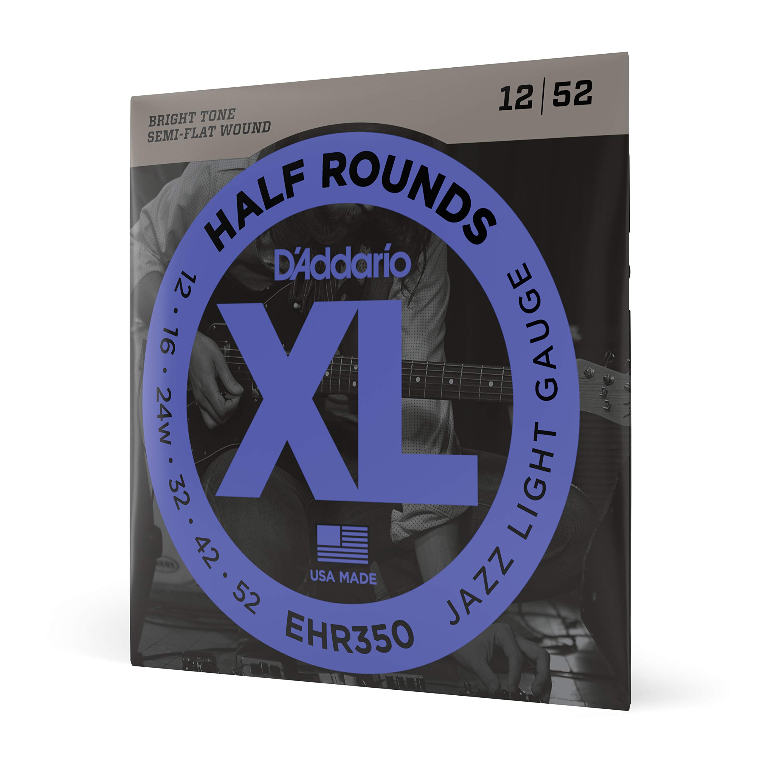 

403 Stainless Steel Electric Guitar Jazz EHR350 D Addario Half-Round Strings, Light, .012-.052,