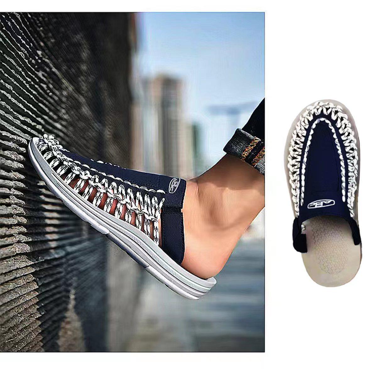 

Мужские сандалии на платформе римские сандалии пляжные тапочки повседневные пляжные классные тапочки плетеные классные тапочки 35 синий