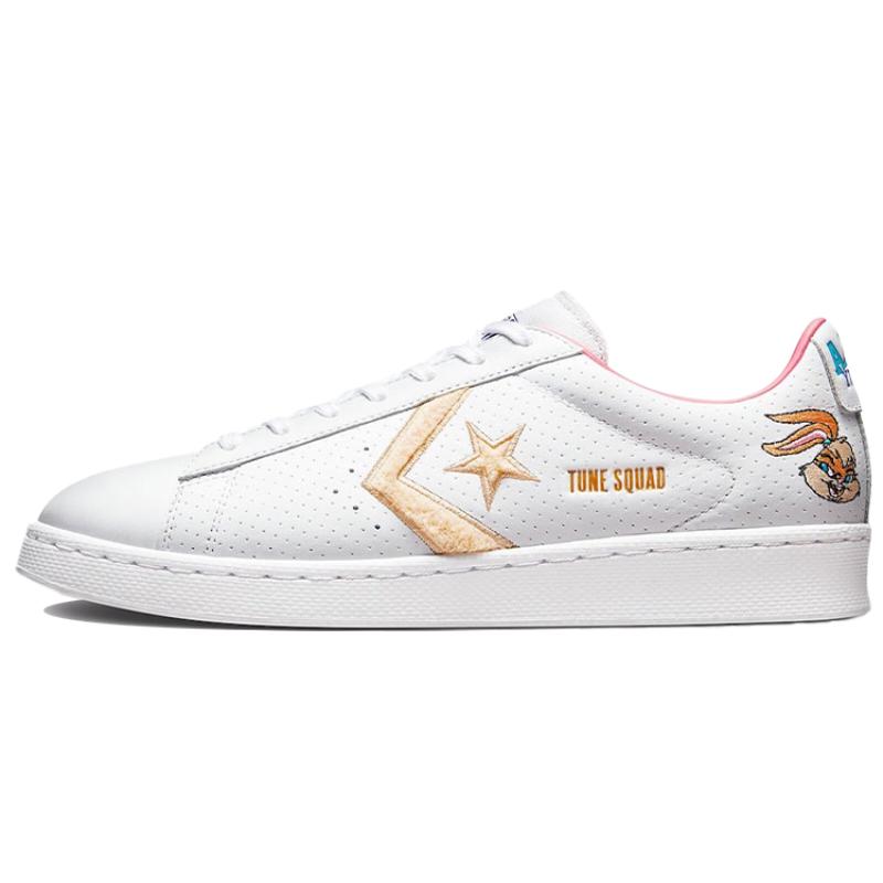 Space Jam X Converse Cons Pro Leather Low "Lola" Air Slam Dunk Collaboration Non-slip and Durable Low-top Unisex Platinum Pink