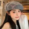 Bowknot Embroidery Literary Painter Hat Wool Blend Women Beanies Cap Sweet Women Beret
