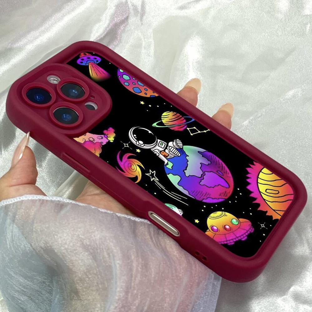 JT33 Astronaut fly in space with planets Phone for iPhone 17 Pro Max Samsung S26 FE A17 A16 A07 Xiaomi 15T Redmi Note 14 Pro Plus Soft TPU Case Cover