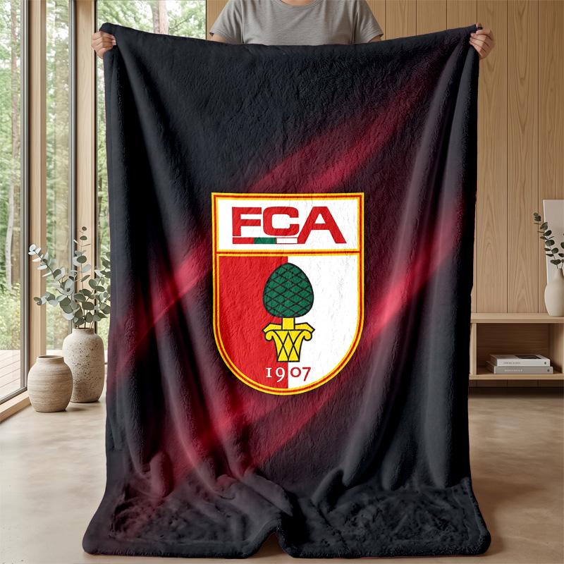 FC Augsburg FC Weiche Flanell-Fleece-Decke Leicht Gemütlich Warm Überwurfdecke für Sofa Bett Heimdekoration