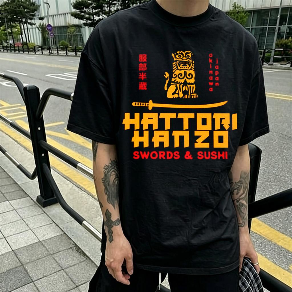 Maglietta Grafica Vintage Hattori Hanzo Giapponese Tarantino Spade di Samurai Harajuku Y2K Maglietta Casual Unisex Streetwear