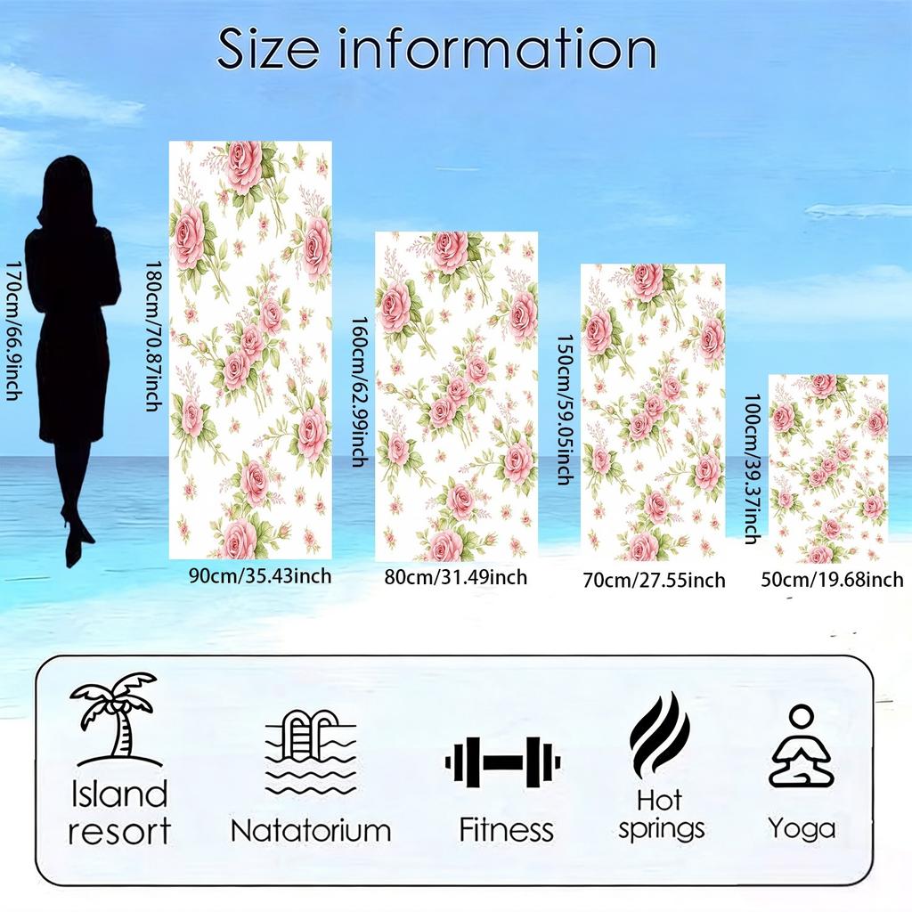 1Pc Romantic Countryside Large Rose Pattern Beach Towel Soft Ultrafine Fiber Swimming Beach Portable Blanket
