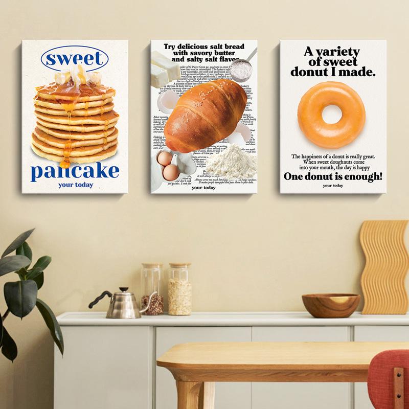 Ins Style Bread & Dessert Baking Studio Canvas Wall Art - Kitchen & Dining Room Decor (Frameless/Inner Frame)