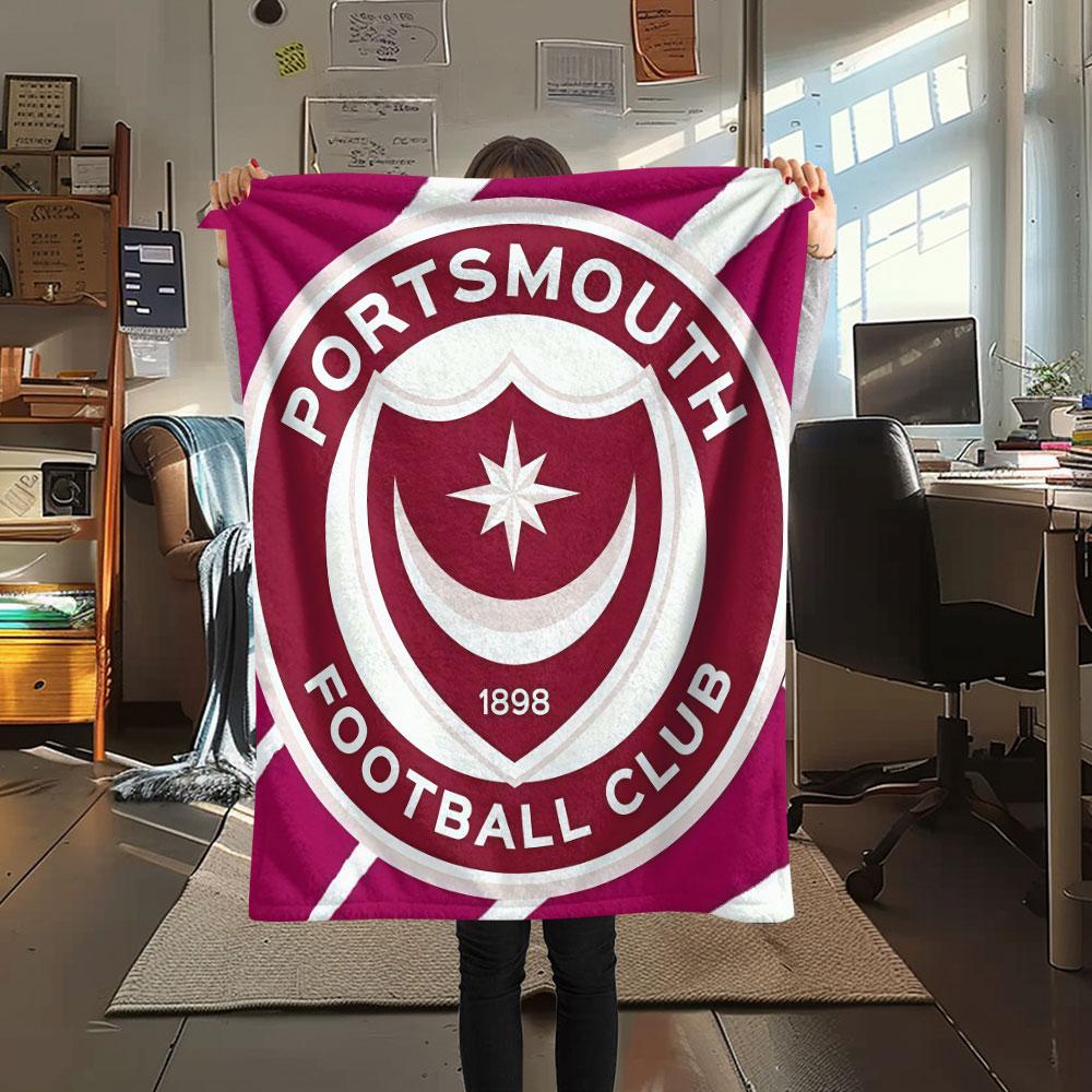 1PC Portsmouth Football Club Patterned Flannel Blanket Suitable For All Seasons for Home Decor Warmth and Comfort Gifts Holiday Present