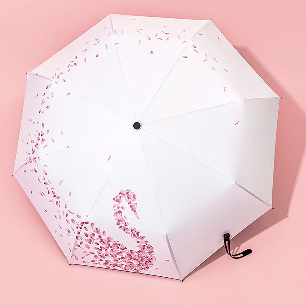 Modischer Schwanenblüten-Druckschirm Mini-Taschenschirm Ultra-Kleiner Leichter Sonnenschirm Faltbarer Regenschirm Sonnenschutzschirm