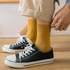 5-Pack Men's Mid-Calf Cotton Socks - Spring & Autumn Collection, Versatile Solid Colors, Breathable & Casual.