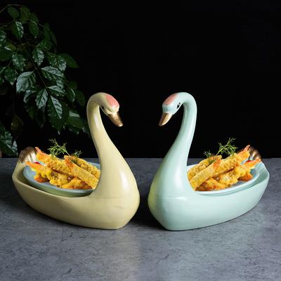 Harzschwanenplatte Ovale Keramikplatte Kreative Essteller Hoteldekoration Geschirr Snack Obstschale Salatschüssel Sushi-Gericht