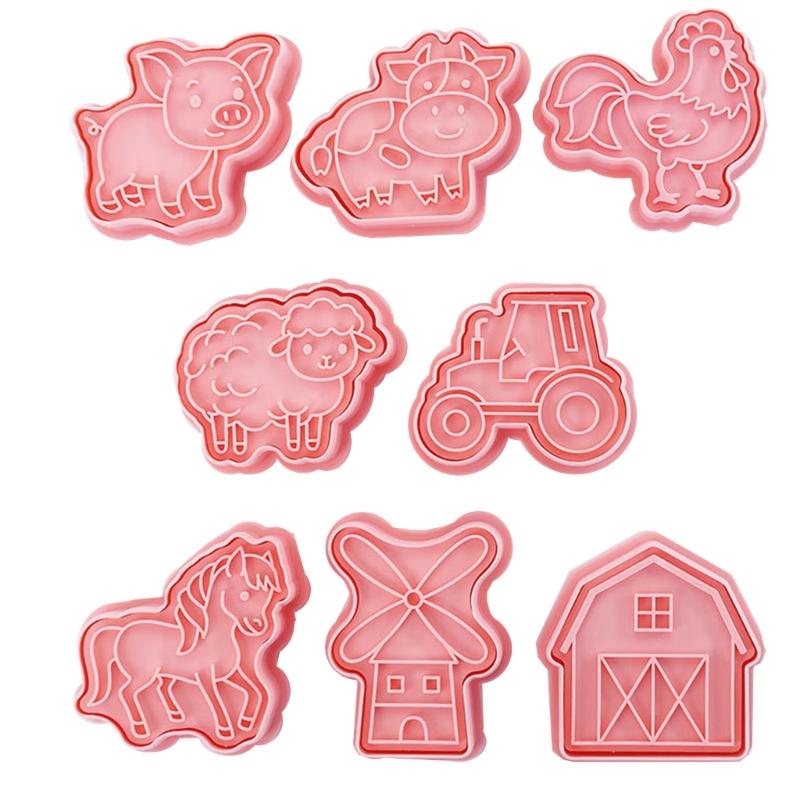 16Pcs Cartoon Farm Animals Biscuits Mold Cookie Stamps Set Fondant Biscuits Pastry Cookie Cutters for DIY Cake Baking