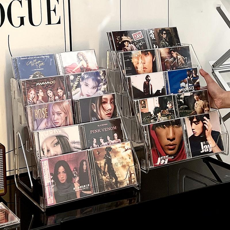 5/7-poziomowy stojak na płyty CD, stojak na ekspozycję albumów, przezroczysty stojak do przechowywania płyt i kaset, wielofunkcyjny stojak na blat