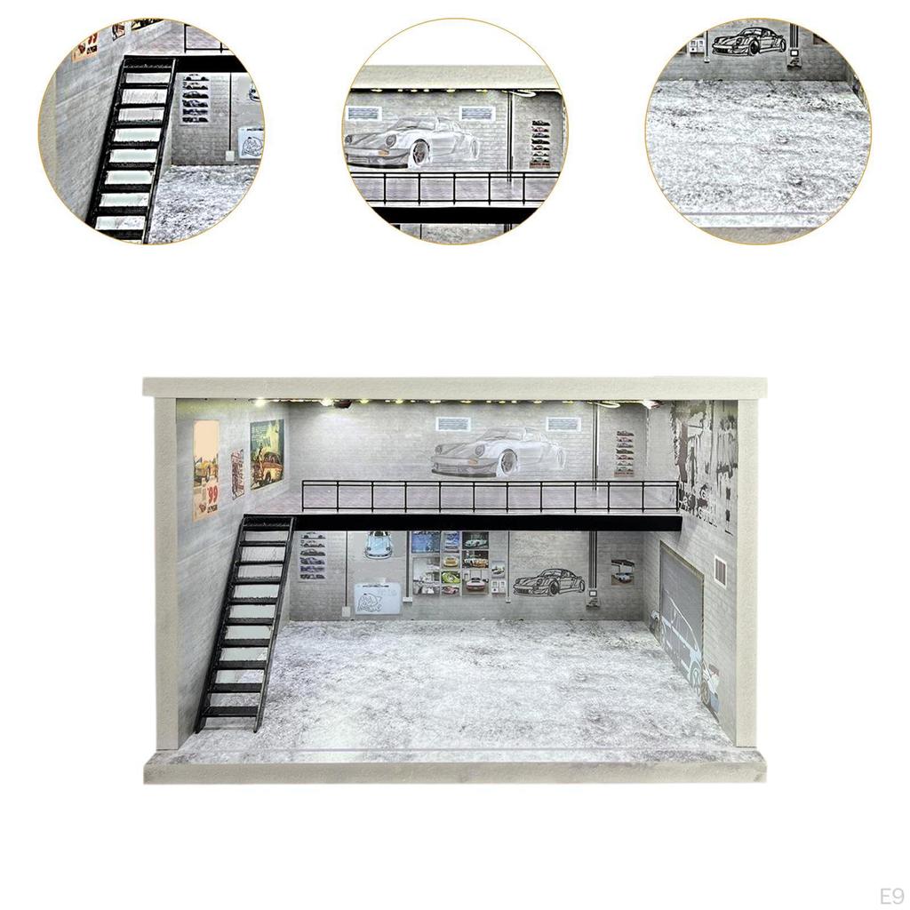 1/64 1/36 1/32 Scale Car Display Unit Acrylic Parking Space with LED Illumination for Collectors