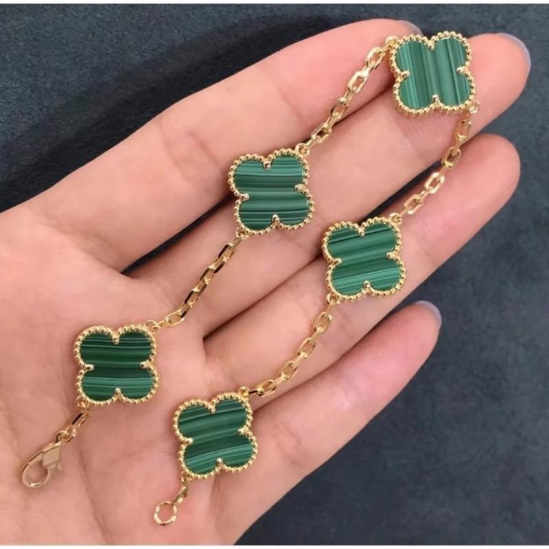 Four-leaf Clover Five-flower Bracelet for Women Rose Gold Lucky Clover Bracelet with White Mother-of-pearl and Red Agate Fashionable Bangle