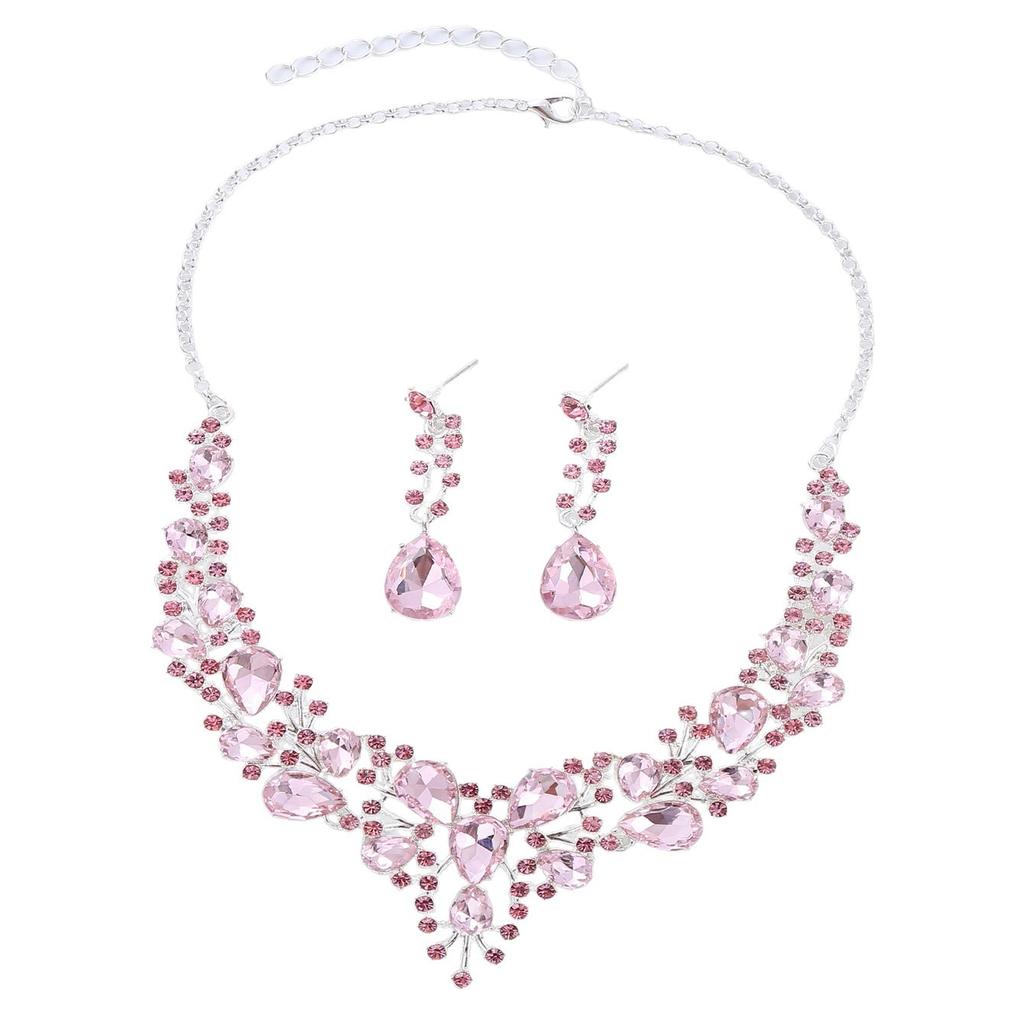 Retro Design European and American Crystal Gemstone Necklace Earrings Set Exquisite Design Fashion Temperament Bridal Jewelry 2026