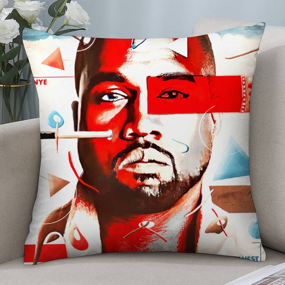 Rapper K-Kanye W-West Pillow Case Short Plush Double-sided Print Square Throw Pillow Covers Sofa Home Cushion Decor