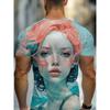 Summer Fashion Comfortable Loose Large T-shirt Portrait 3D Printed Casual Breathable Sports Versatile Round Neck Short Sleeved Men's T-shirt