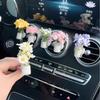 Car Center Console Air Outlet Simulated Flower Clips Ornaments Babysbreath Jasmine Glass Vase Ornaments For Girls Decorations
