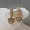 1 Pair Fashion Heart Shape Dangle Earrings for Women Zirconia Earring Jewelry Wedding Party Accessories