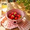 Ceramic Fruit Washing Bowl Berry with Detachable Juicing Cone &Drain Rack,Self Rinsing Drainage Basket for Produce Kitchen Countertop, Multifunctional