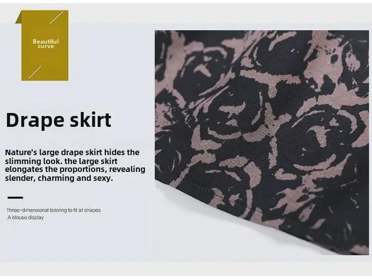 Dámská bohémská květinová áčková midi sukně z bavlny a lnu