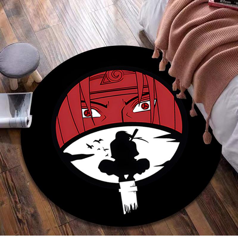 1Pc Uchiha Itachi Circular Print Rug - home decoration Carpet For Living Room Bedroom Flooring Computer Chair Area Rug