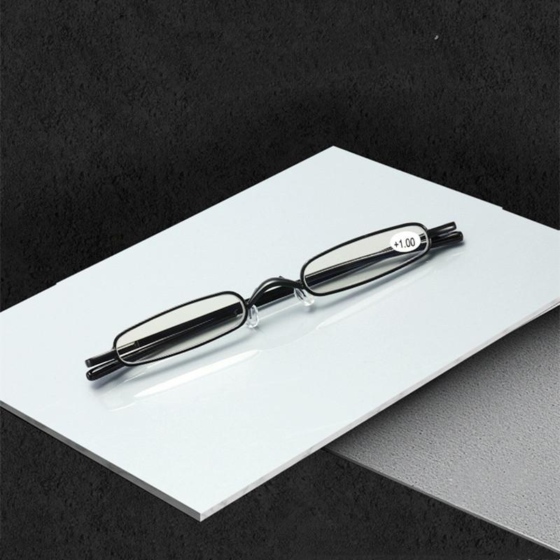 Unisex Pocket Reading Glasses Slim Mini Metal Readers With Pen Tube Case Men Women Hd Reader Eyeglasses Diopter +1.0/2.0/3.0/4.0