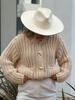 European & American Style Women's Chunky Knit Cardigan with French Niche Double Pocket Design
