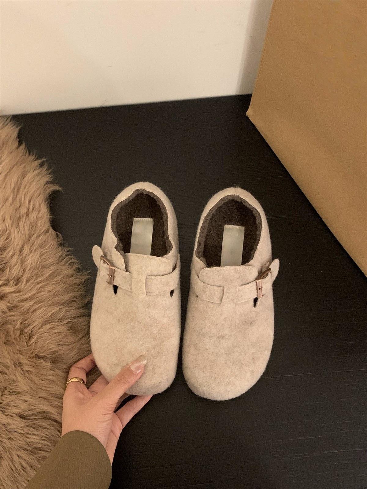 

Маленька людина велюрові Birkenstocks взуття сезон тепле бавовняні туфлі пухнасті Birkenstocks одиночні туфлі 40 білий