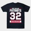 Men Black Print T-shirt New England Henderson 32 American Football No-Cut Transfer Paper Print Cotton Tshirt