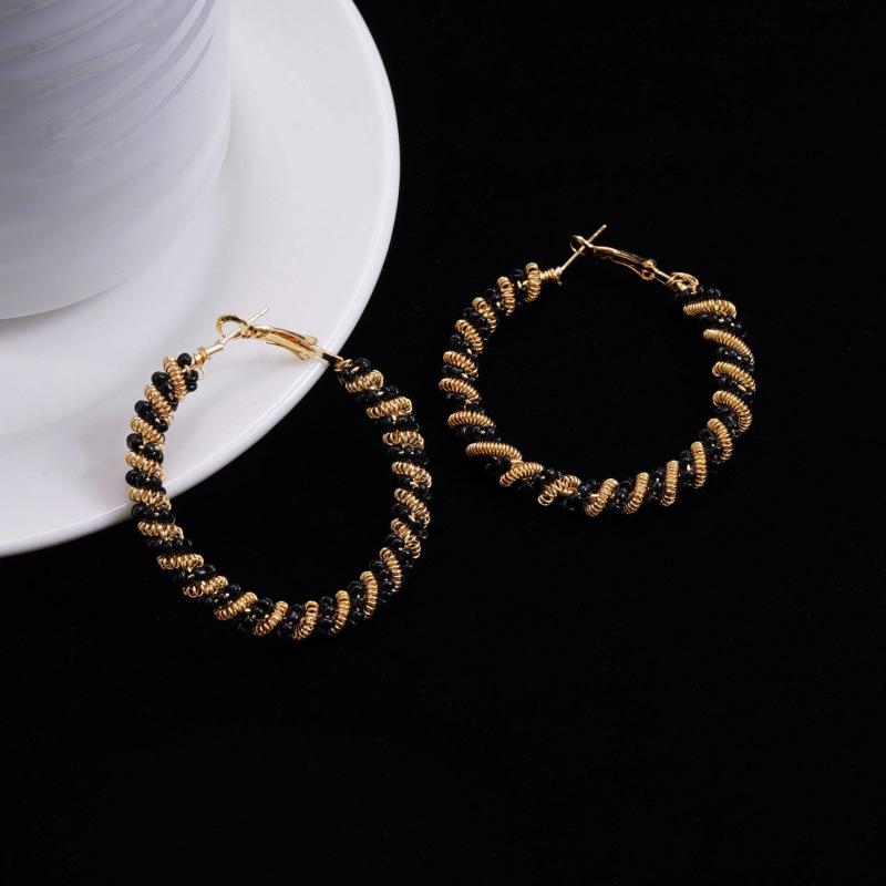 

European and American fashion exaggerated geometric black earrings women, retro ethnic style circle earrings earrings