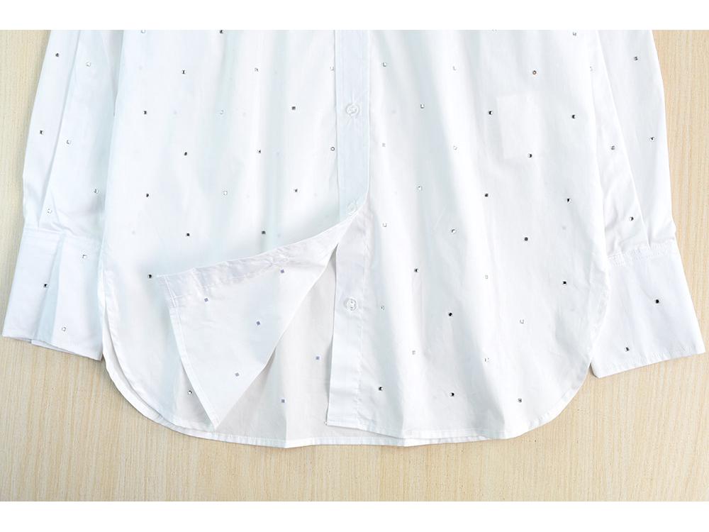 Siqi Women's Spring Rhinestone Long-Sleeve Casual Shirt