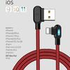Dual Elbow Nylon Braided Fast Charging Cable for Apple, Android, Type-C with LED Light
