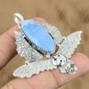 Naturalny Owyhee Niebieski Opal Kamień Szlachetny Wisiorek Sowa Srebro Próby 925 Biżuteria Indyjska