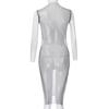 Womens Summer  Fishnet Hollow Out Elastic  Rhinestone Beach Dress