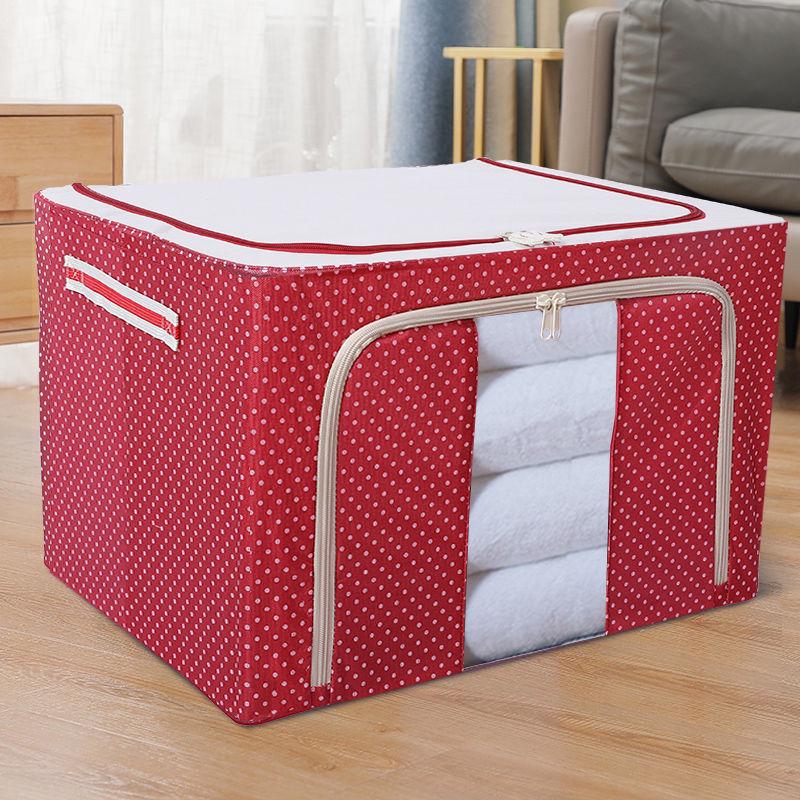 Oxford Cloth Steel Frame Foldable Storage Box - Large Dustproof Organizer
