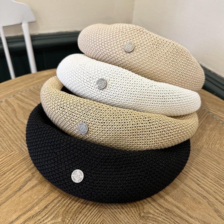Small Round Beret Female Simple Casual Summer Thin Breathable Painter Hat Trendy Round Face Showing Face Small Street Beret