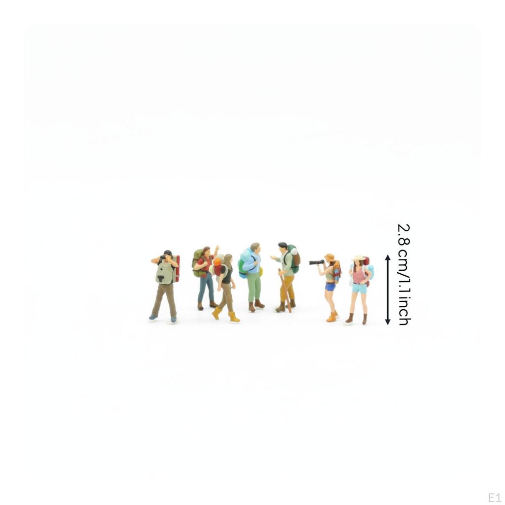7 Pieces Backpacking Hiker Figurines Outdoor Clothing Diorama Figures Backpacks Sand Table