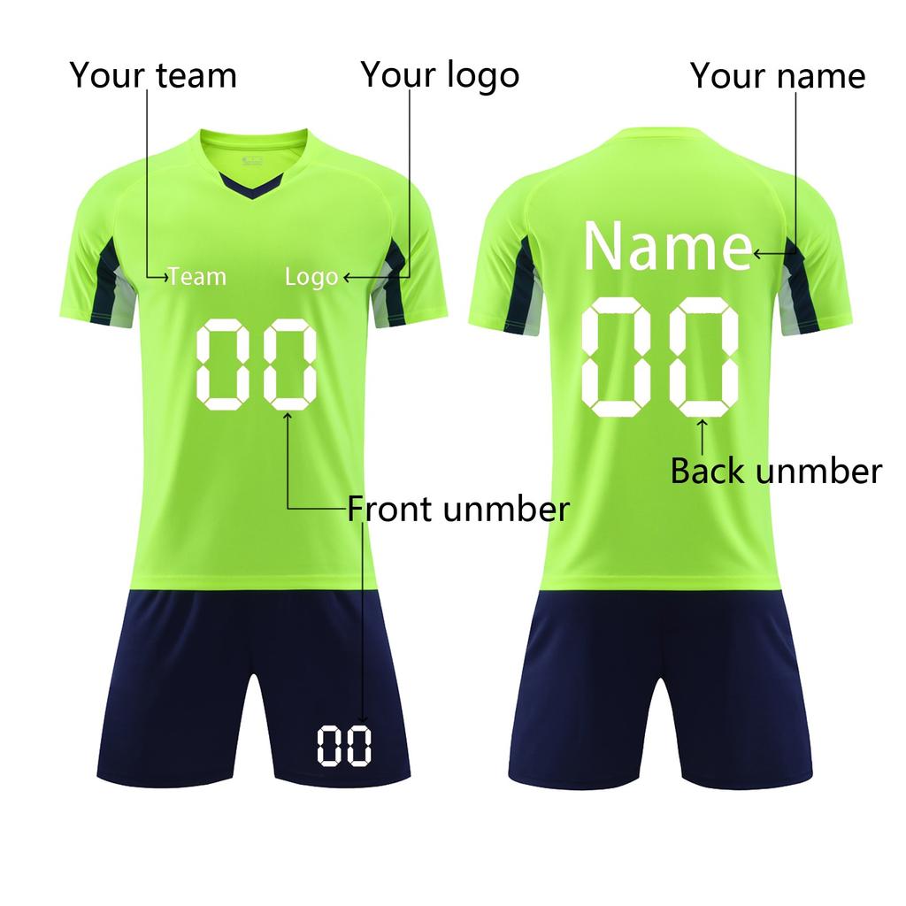 Men Soccer Jersey Set Short Sleeve V Neck Shirt and Shorts Athletic Team Uniform Breathable Quick Dry Sportswear for Training Match