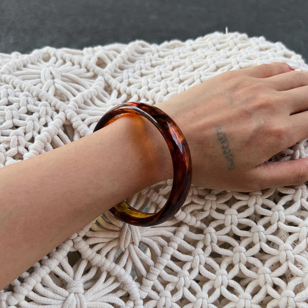 Ingemark 5 Styles Boho Brown Resin Acrylic Bangles for Women Y2K Geometric Irregular Wide Charm Bracelets Party Jewelry Gift New
