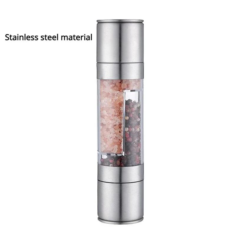Μύλος αλατιού και πιπεριού 2 σε 1 Χειροκίνητος μύλος αλατιού από ανοξείδωτο χάλυβα με ρυθμιζόμενο εργαλείο κουζίνας μύλος μπαχαρικών με κεραμικό λείανση