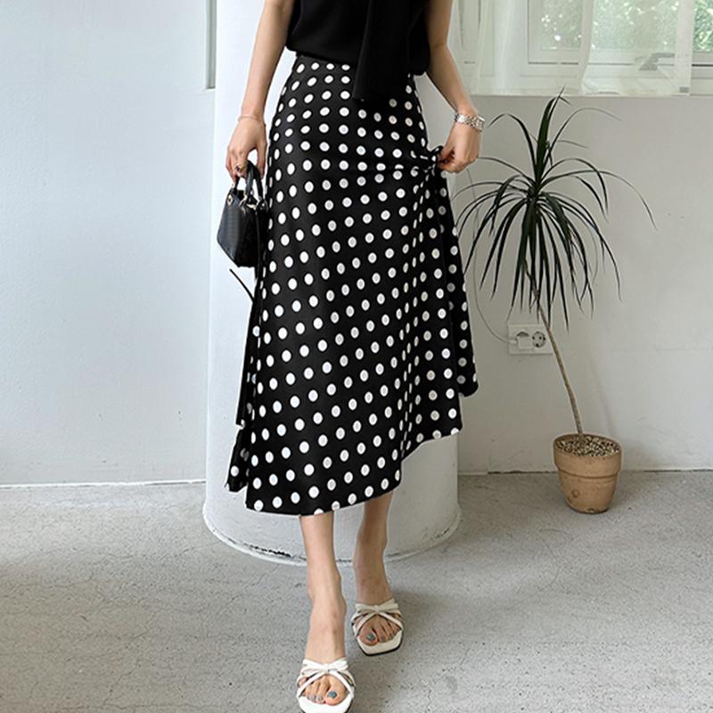 

ZANZEA Женские летние повседневные юбки в горошек с принтом «рыбий хвост» 3XL чёрный