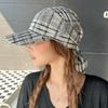 Retro Personalized Strap Cap Contrasting Color Retro Plaid Turban Hat Women's Wear