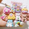 10Pcs New Cute Resin Mini Rabbit Bear Cake Rainbow Series Flat Back Manicure Parts Embellishments For Hair Bows Accessories